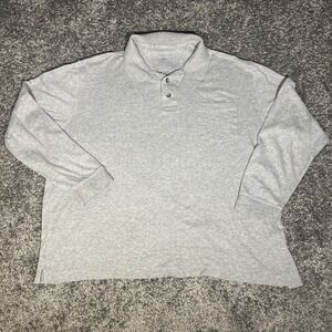 Men's XL grey Croft & Barrow 3 Button long sleeve polo shirt, Pocket 100% Cotton